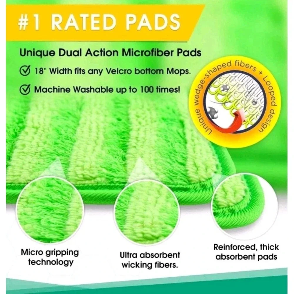 Turbo‎ Mop Microfiber Mop Kit-Tile & Wood Floor 4 Reusable Pads